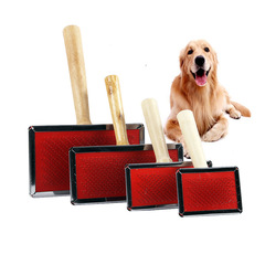 Factory wholesale comb wooden handle stainless steel dense needle comb depilation pet comb dog comb knot comb massage pet brush 
