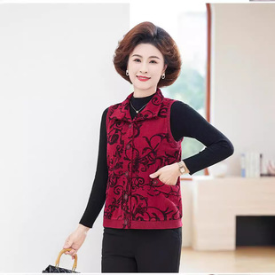 Middle-aged and elderly fashion corduroy spring and autumn vest 2024 new loose mother cotton washed embroidered grandma waistcoat
