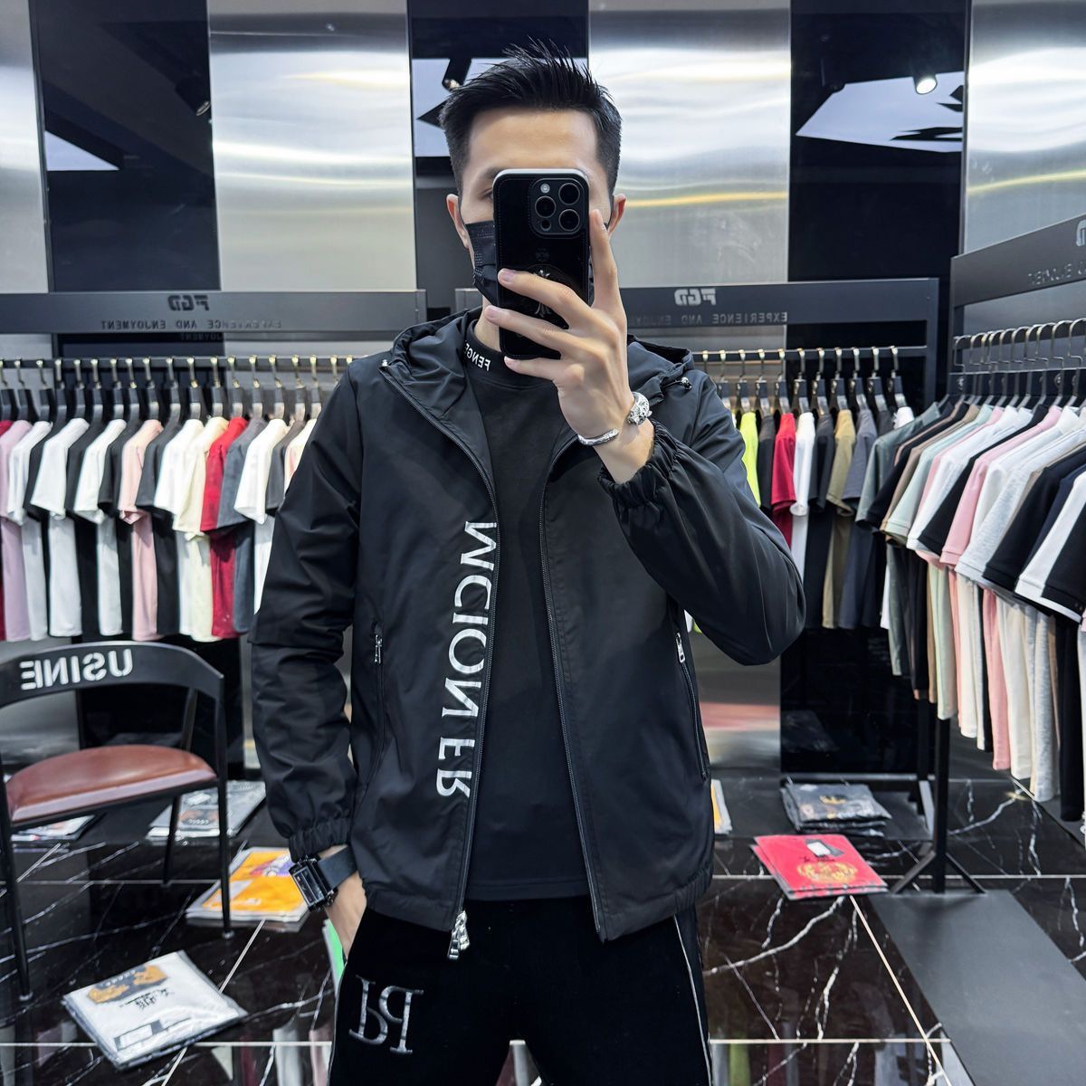 European Station Men's High-end Alphabet Printing Hooded Jacket Coat Men's 2025 Spring and Autumn New Fashionable Brand Fashion Top