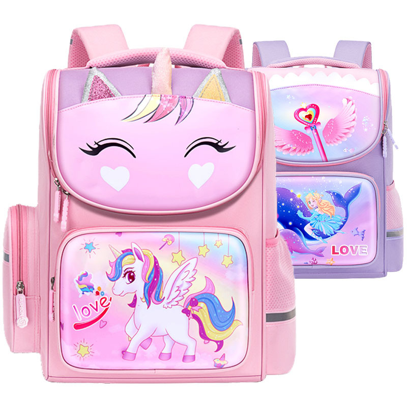 Nuevas mochilas escolares para niños, mochila de hombro unicornio para niños y niñas, 1 - 3 - 6 grados, bolsa espacial encantadora