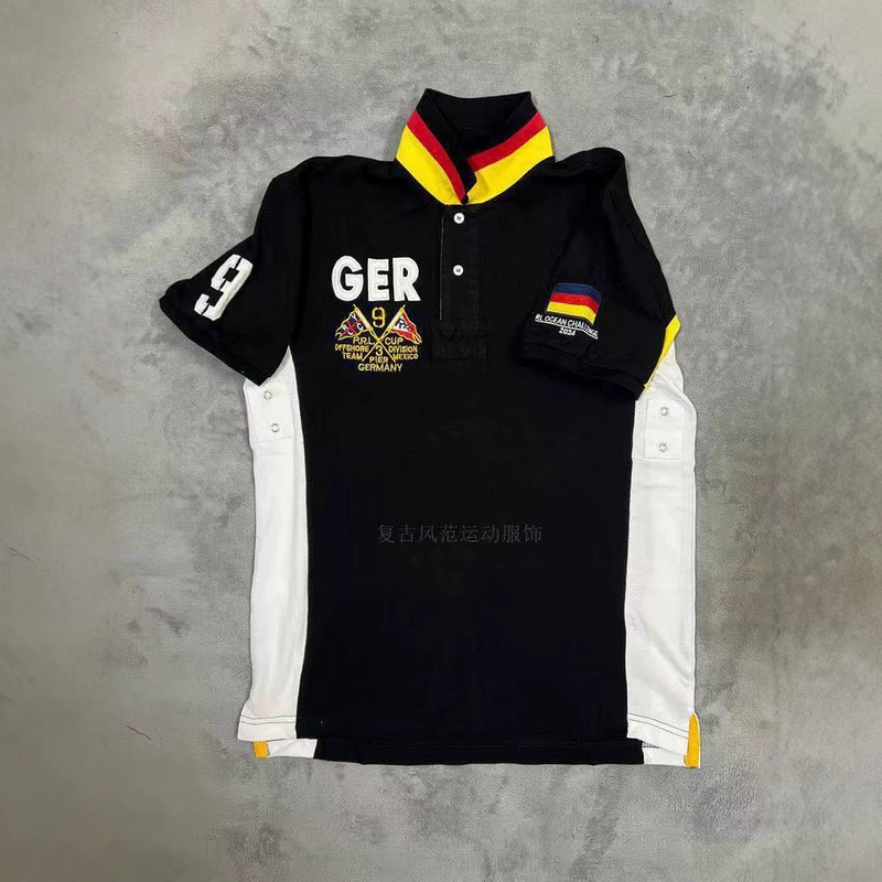 Summer Men's Cross-Border Polo Shirt, Pure Cotton, Turn-Down Collar, Large Horse Embroidery, National Style, Casual, Large Size, Sports Short-Sleeve, Wholesale