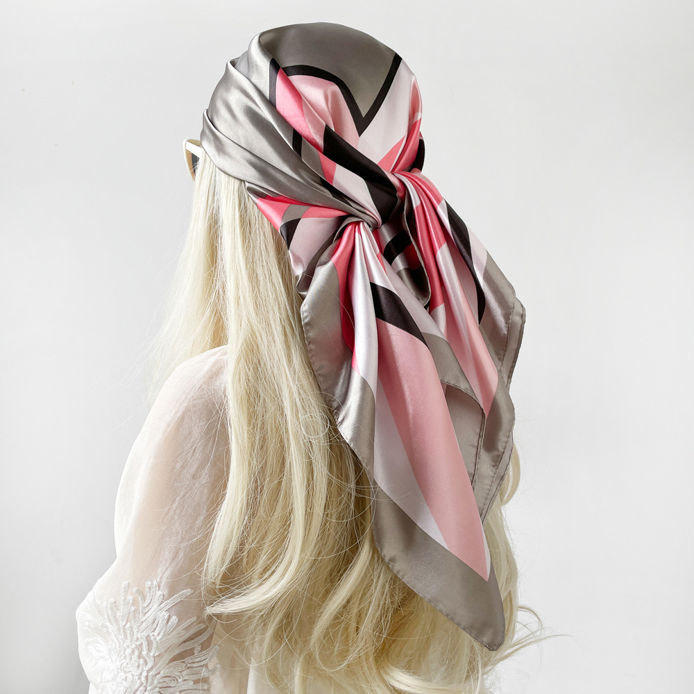 120g Weight Silk Scarf Classification Holiday, Daily Occasion Polyester Material Color Block Pattern Spring&Summer Season Women's Gender Elegant, Retro Style Women's Elegant Retro Color Block Polyester Silk Scarf 2