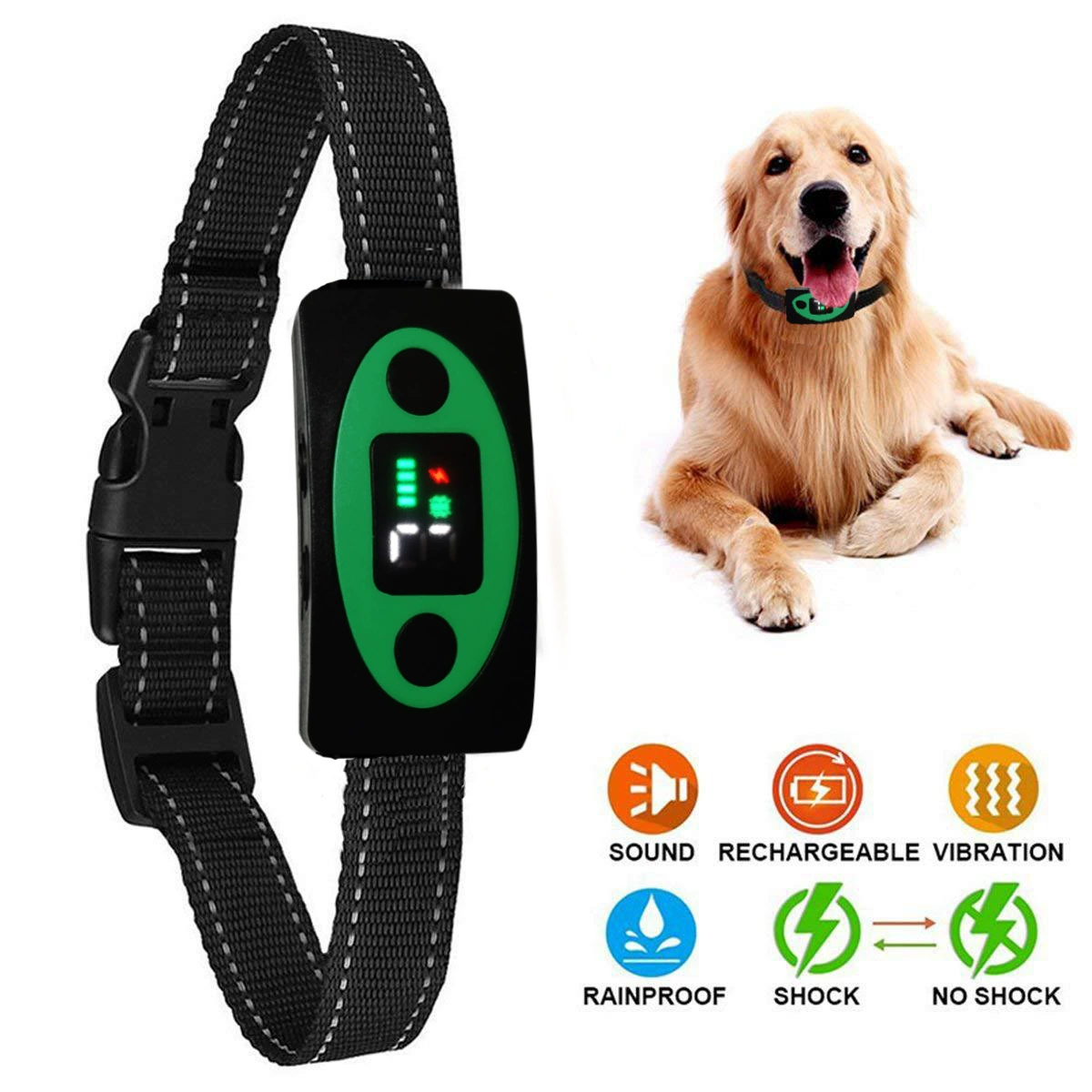 Новое вибрирующее устройство для защиты от лая собаки «два в одном», умный ошейник против лая, дисплей мощности, ночное освещение для защиты от потери