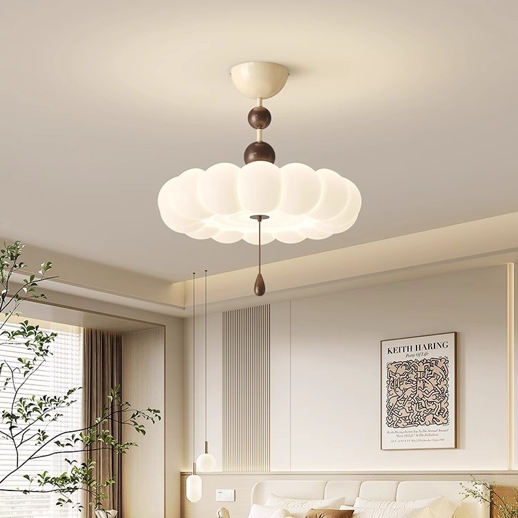 Luz de techo de protección ocular de espectro completo de nubes, lámpara de dormitorio principal medieval francesa, sala de estar de estilo crema, sala de estudio, lámpara de habitación para niños