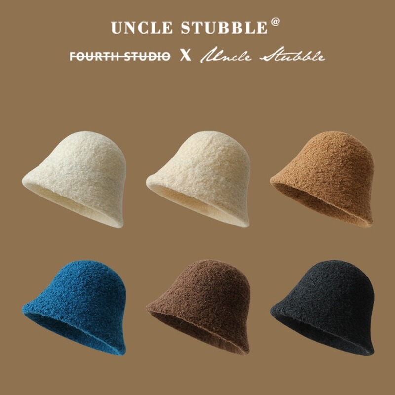 Elegant and Simple Solid Color Bucket Hat for Women, Winter Warm Face-Covering Sun Hat, Round Top