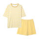Extra large size with chest pad all-in-one pajamas women's summer relaxed-fit striped student casual summer home suit