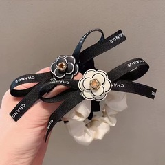 Tea Flower Butterfly Bow Large Intestine Hair Band Small Fragrance Style Elegant Hair Tie Leather Harness Alloy Flower Hair Ribbon Hairband for Women