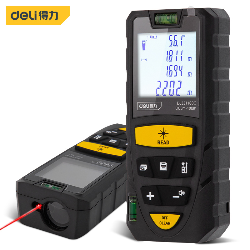 得力测距仪DL331100C激光精度红外线室内电子量房屋手持测量仪器