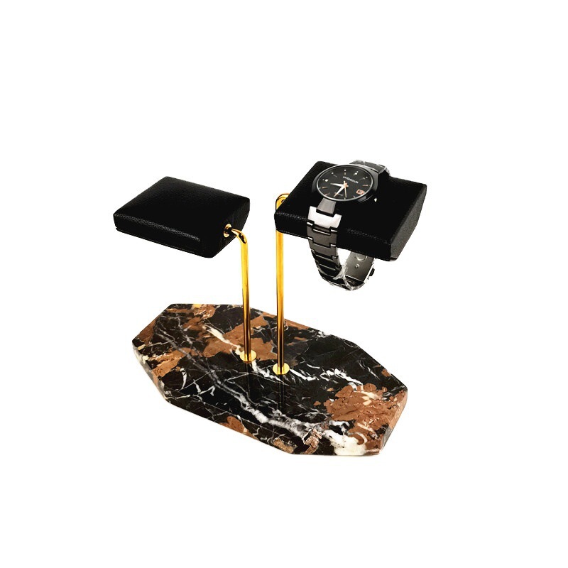 Manufacturer's Ready-made Marble Watch Display Stand Black PU Leather Watch Holder Watch Storage Rack Display Rack Manufacturer's Ready-made Marble Watch Display Stand Black PU Leather Watch Holder Watch Storage Rack Display Rack