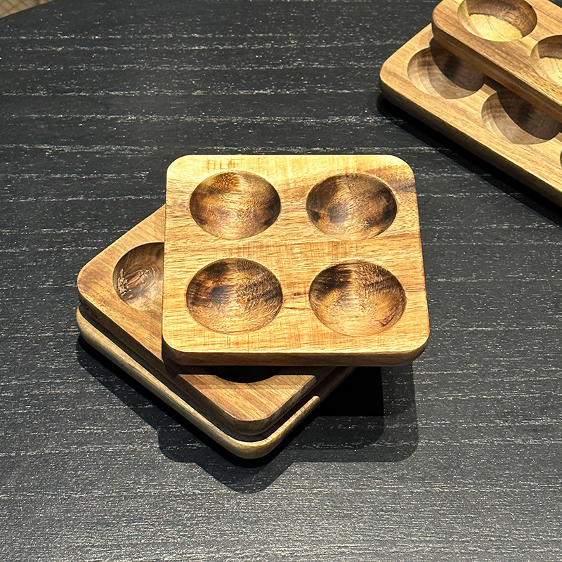 Caja de almacenamiento de huevos de madera maciza japonesa, bandeja de ranura para huevos de madera de acacia, estante para huevos, refrigerador, cocina, bandeja para huevos para el hogar