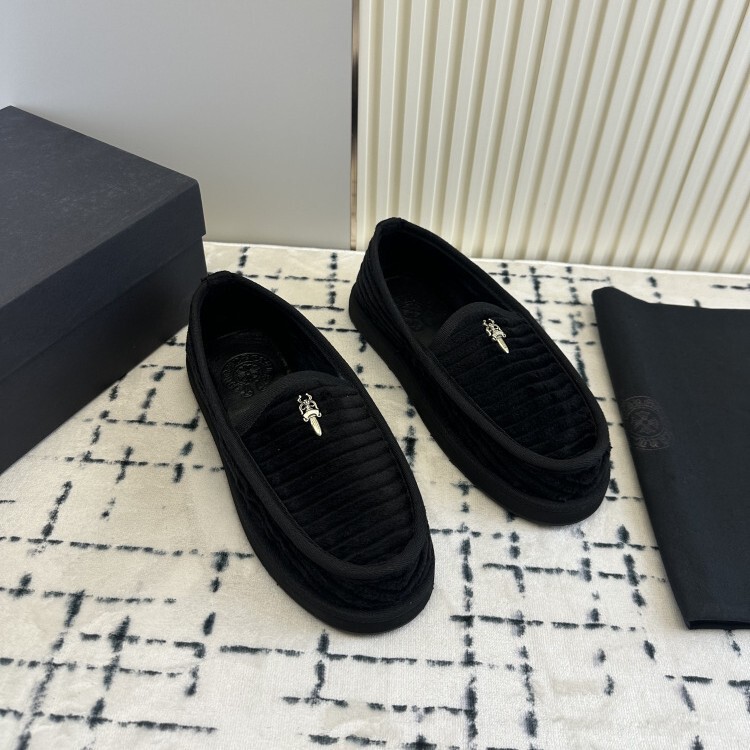Cross-border high-fixed Chrom * Hearts Crocore black corduroy sword pedal loafers bean shoes