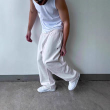 跨境欧美刺绣小马标宽松阔腿裤男式休闲裤百搭加绒卫裤女式长裤