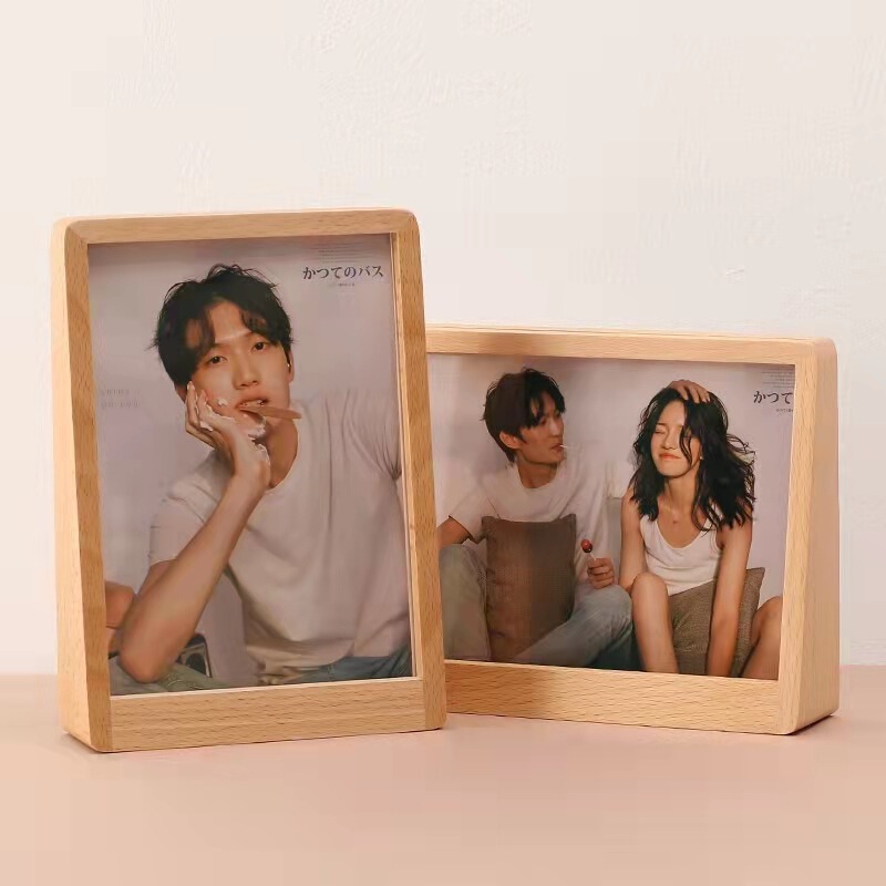 Factory wholesale trapezoidal Beech photo frame 6 inch 7 inch 8 inch photo frame creative solid wood photo album diy table lovers