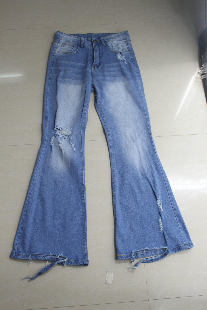 ripped slim micro-flared jeans Nihaostyles wholesale clothing vendor NSJRM72190