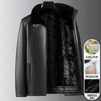 Winter liner for boys, long jacket, genuine leather