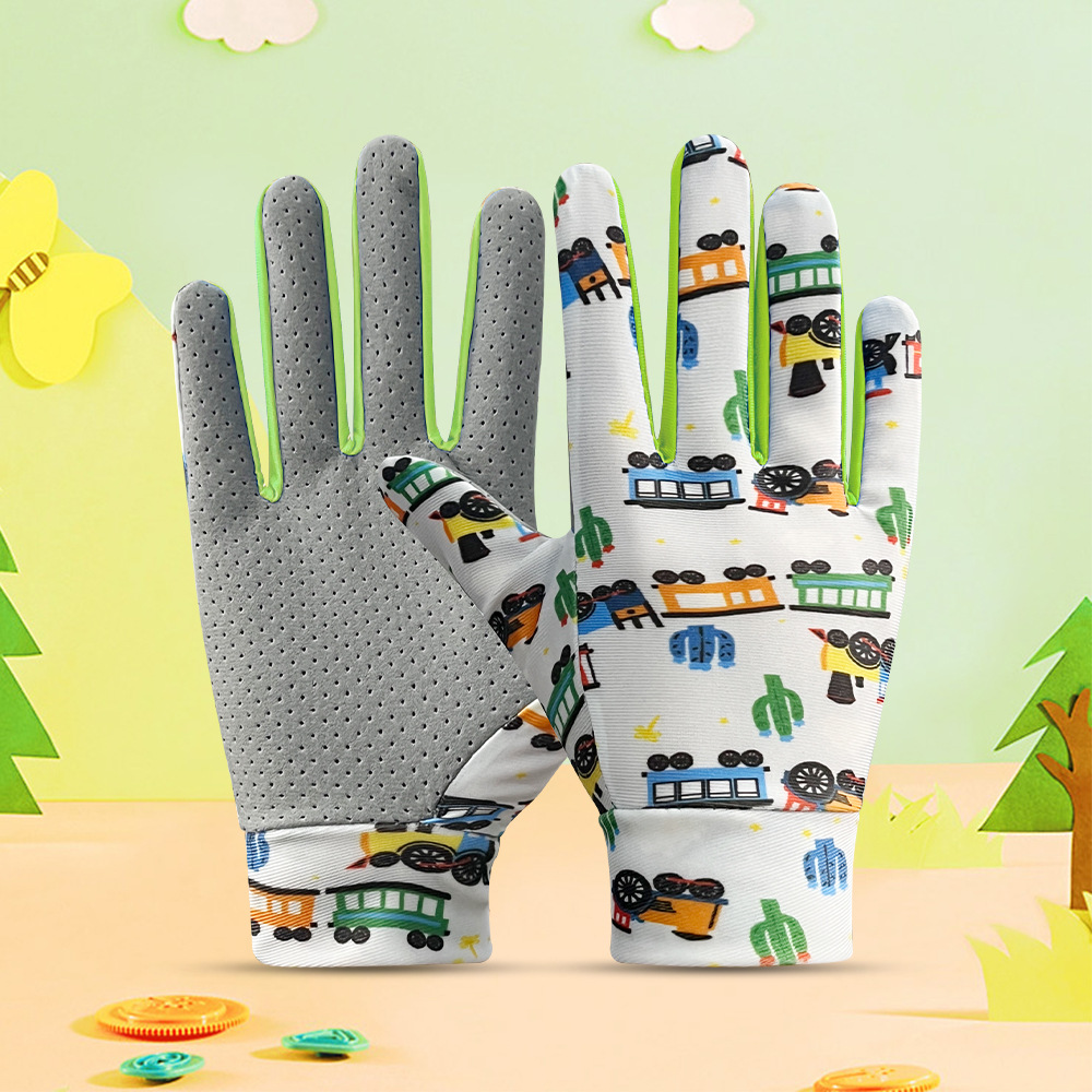 Guantes de equitación para niños dedo largo Delgado verano protección solar niños dibujos animados patinaje sobre ruedas coche deportivo niños y niñas guantes
