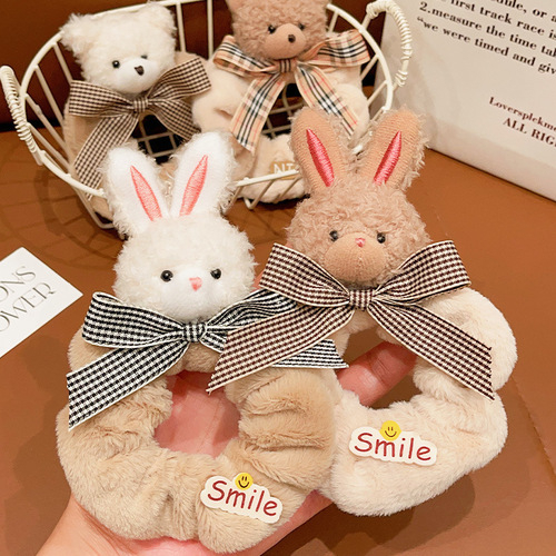 Children's Milk Coffee Color Headband for Girls, Cute Plush Hair Band for Girls, Non-Damaging Elastic Hair Accessory