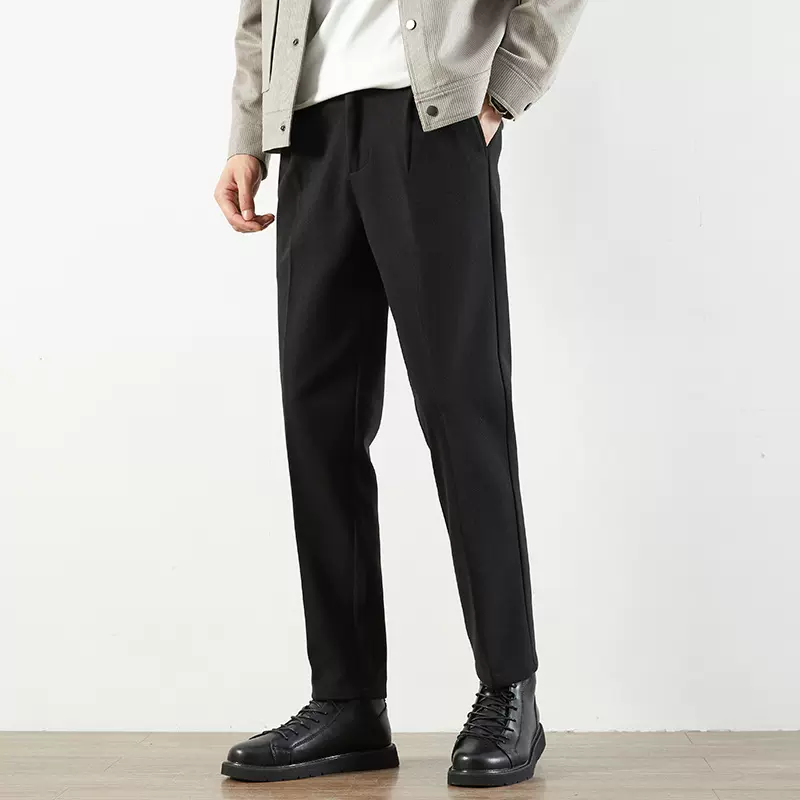 2025秋季加厚毛呢小西裤男式休闲裤商务西裤修身直筒裤子简约长