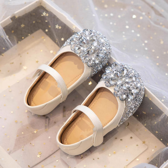 Girls Small Leather Shoes silver Princess Shoes 2025 Spring and Autumn New Children's Shoes Women's Treasure Soft Sole Shoes