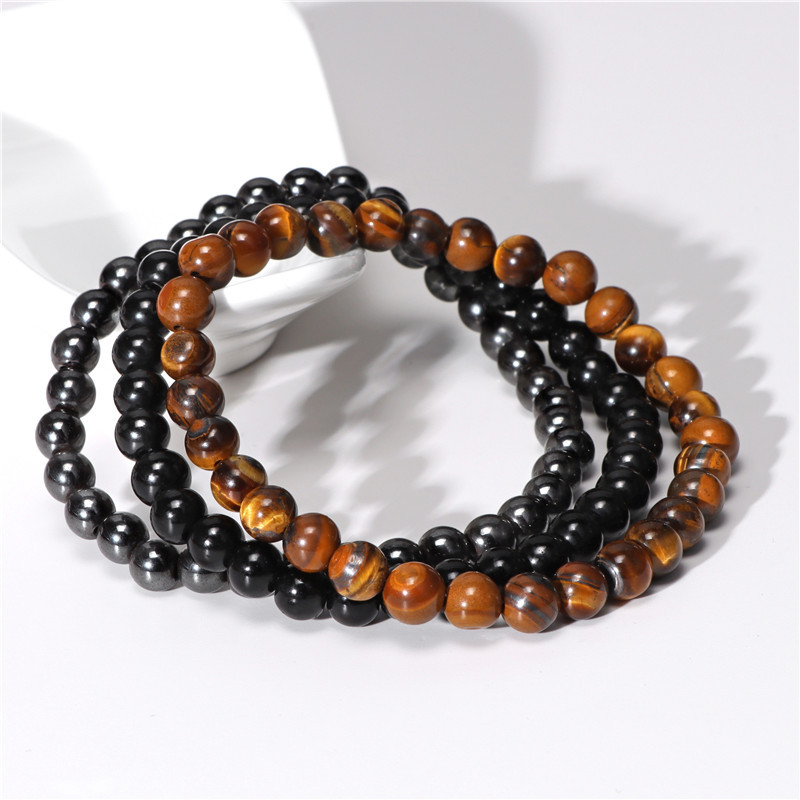 Fashion Round natural stone Beaded Bracelets 3 Pieces