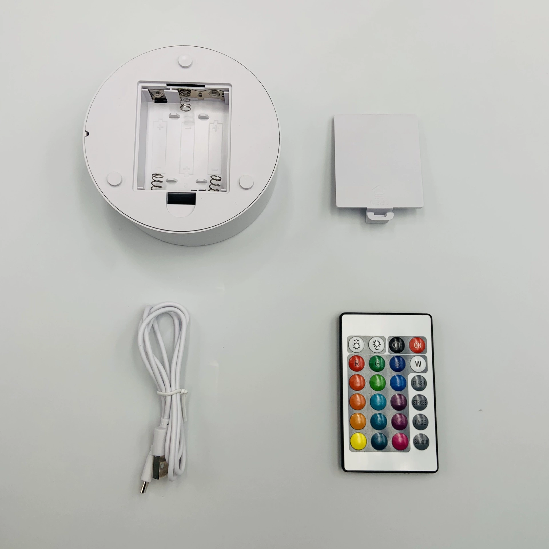 3D ночная лампа с пультом дистанционного управления, USB 4W, акриловая панель и база ABS, черная или белая