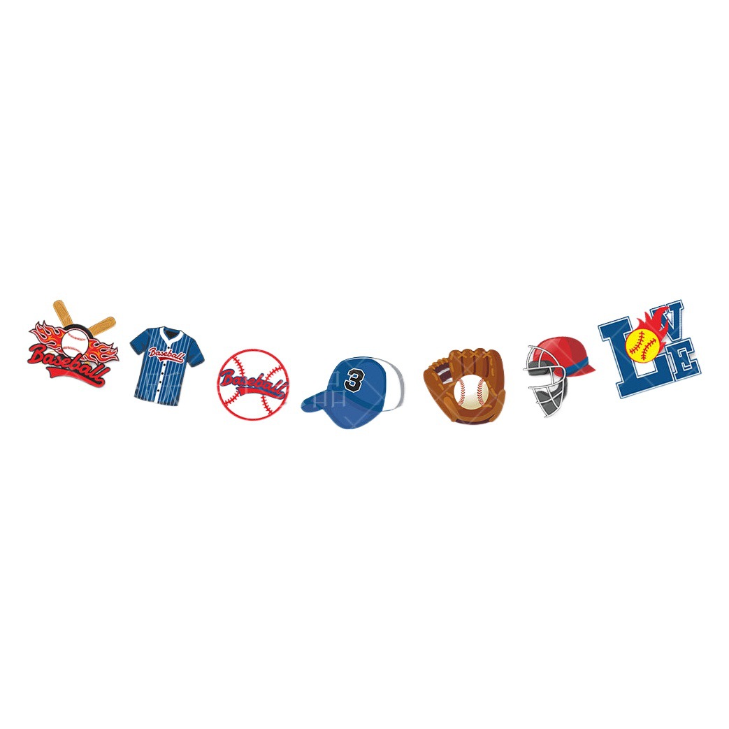 Transfronterizo nuevos deportes de béisbol tema fiesta de cumpleaños decoración traje béisbol cumpleaños bandera pastel insertar