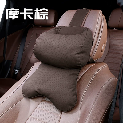 Car, Driver's Seat Neck Support — Headrest - 2027-double-core-pillow-mocha-brown-1-piece