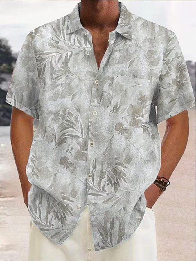 2023 nuevos hombres Hawaii europeo y americano ropa de los hombres impresión 3D del comercio exterior los hombres manga corta floja delgada camisa casual