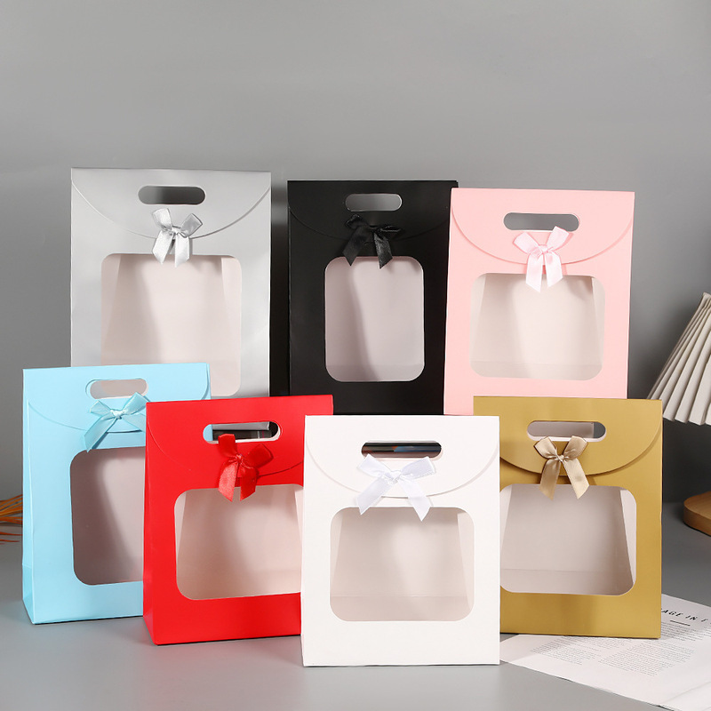 Translucent Gift Bag with a High-End Feel, Light Luxury, Small Size, Ins-Style Tote Bag, Bow-Knot Decorative Bag, Polka Dots