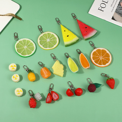 Customized car key pendant pvc keychain simulation fruit keychain custom made food and toys wholesale key pendant
