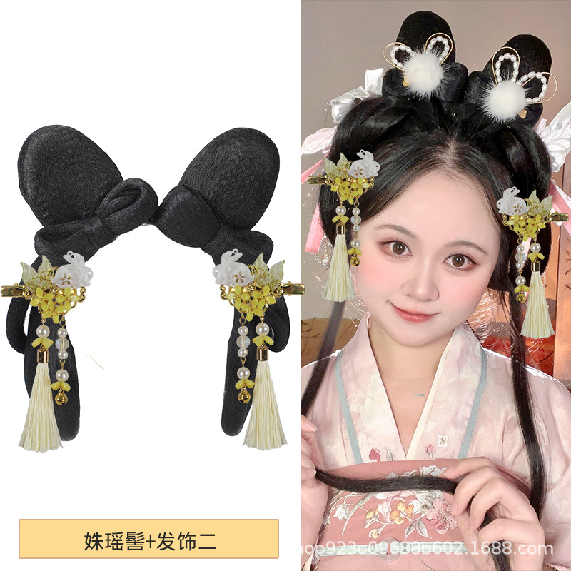 비취 토끼 꽃 요정 + 헤어 액세서리 II