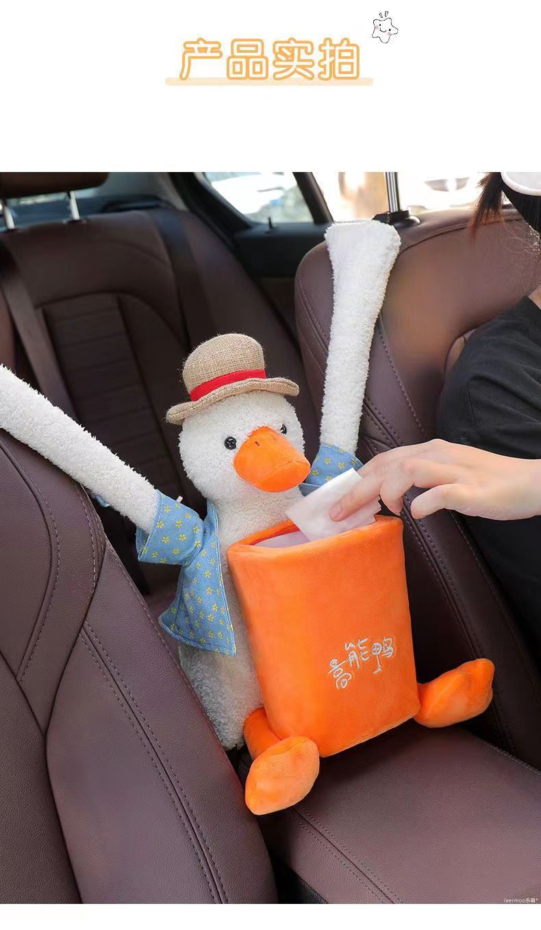 Car Tissue Box Trash Can Car Seat Hanging Tissue Bag Trash Can Two-in-One Multifunctional Storage Decoration