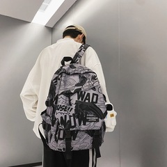 リュックサック男女潮牌ins日系個性落書き大容量と男性リュックサック高校のカバン男