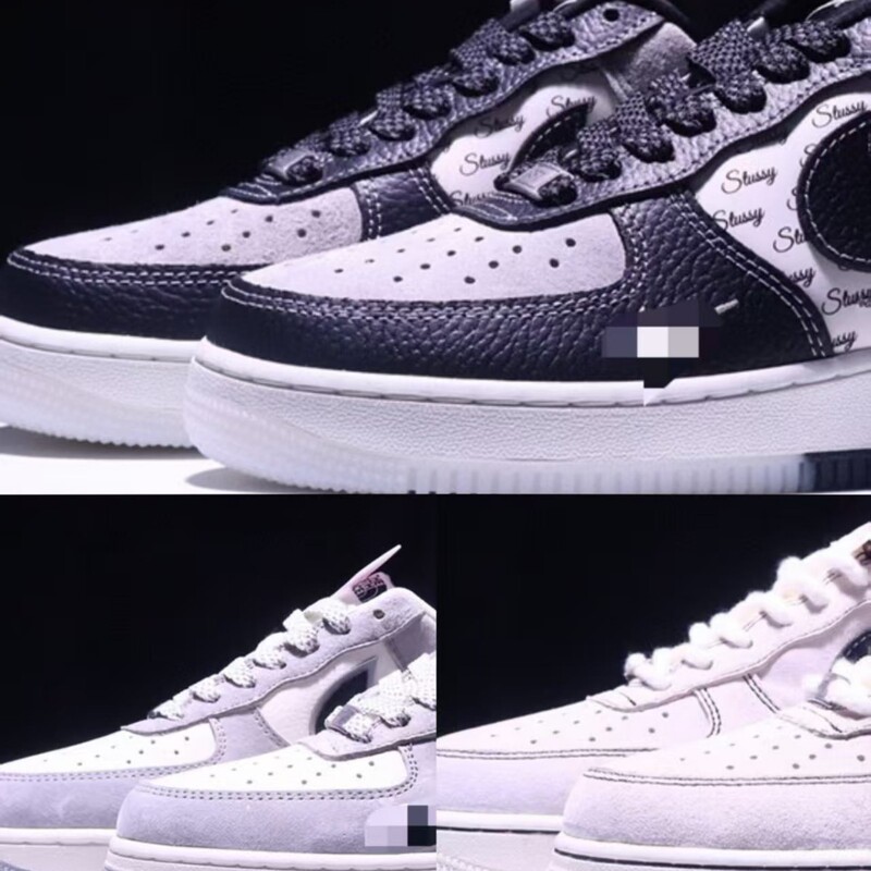 Putian Overseas Limited Edition Double Black Lychee Pattern Air Force One Built-In Full Palm Cushion Low-Top Casual Sports Shoes