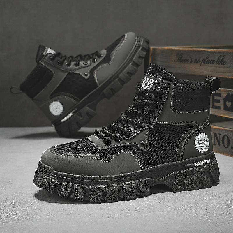 Martin botas de hombre otoño transpirable alto estilo británico botas de herramienta retro al aire libre montañismo deserto botas de combate ruibarbo