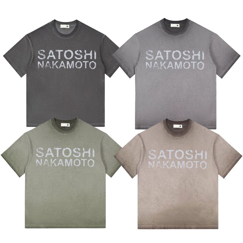 2026 Cross-Border American High Street Retro Letter Print Washed Vintage Distressed Short-Sleeve T-Shirt Summer Top Unisex T-Shirt