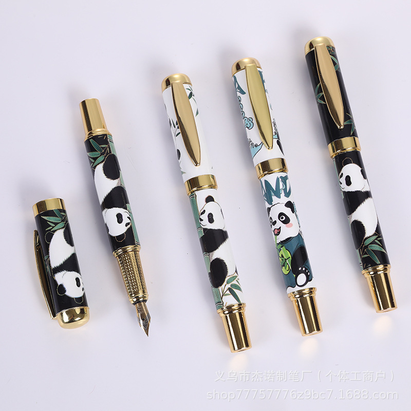 Creative Cultural and Creative Gifts, Ballpoint Pens, Blue and White Porcelain Pens, Beaded Pens Wholesale, High-Value Ceramic Signature Pens, Heat Transfer Panda Design