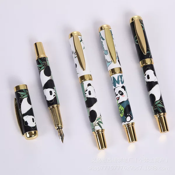 Creative Cultural and Creative Gifts, Ballpoint Pens, Blue and White Porcelain Pens, Beaded Pens Wholesale, High-Value Ceramic Signature Pens, Heat Transfer Panda Design