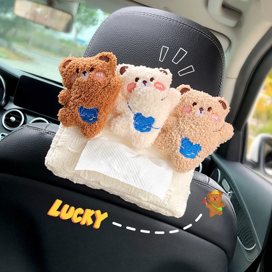 Cute Monster Caja de pañuelos de coche Caja de dibujo de papel de coche colgante Caja de reposabrazos Decoración de coche Bolsa de pañuelos de coche Mujer