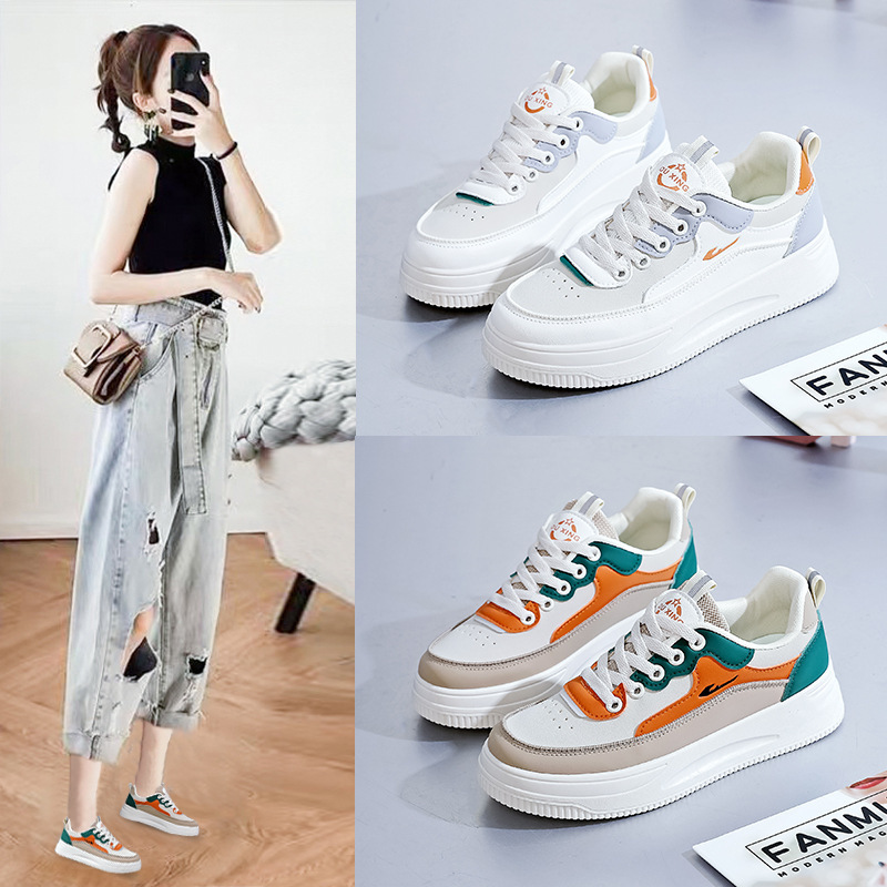 zapatos de moda de mujer de tamaño grande zapatos blancos de moda zapatos casuales de suela gruesa zapatos de skate de mujer transpirables al aire libre
