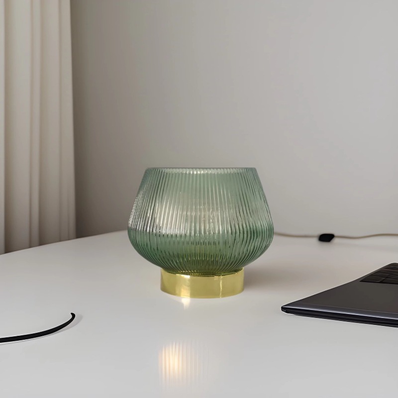 Lámpara de ambiente de lujo simple y ligera, luz romántica, luz de noche, lámpara de mesa de vidrio para dormitorio, batería inalámbrica LED