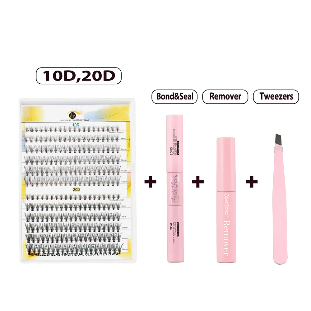 Eyelash Kit (DIY) 240 Cluster Lashes, Multi-Volume Sets with Tweezers & Glue Options