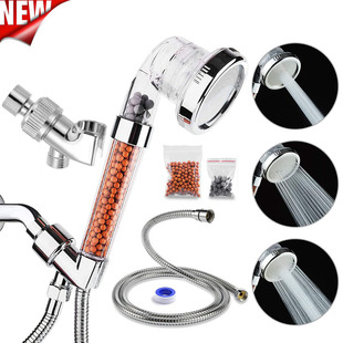 Foreign trade three-function shower set large water outlet panel filter booster hand-held shower head three-stage shower head