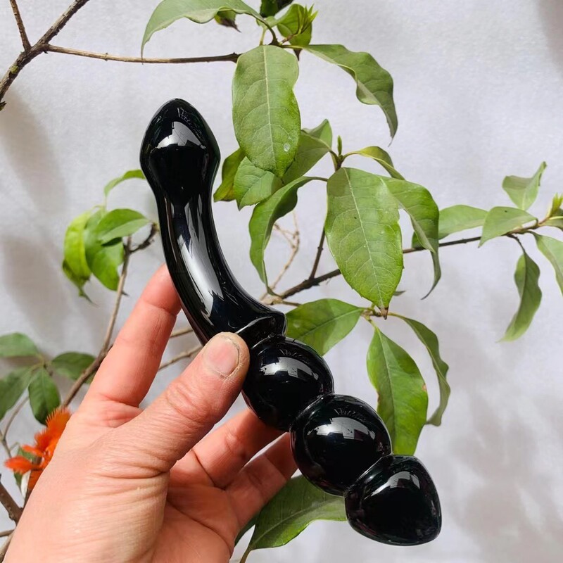 天然黑曜石水晶按摩棒原石雕刻打磨水晶摆件 图 8