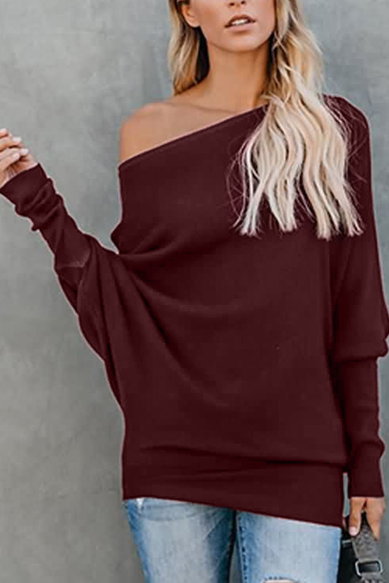 solid color bottoming long-sleeved off-the-shoulder top nihaostyles wholesale clothing NSQSY85542