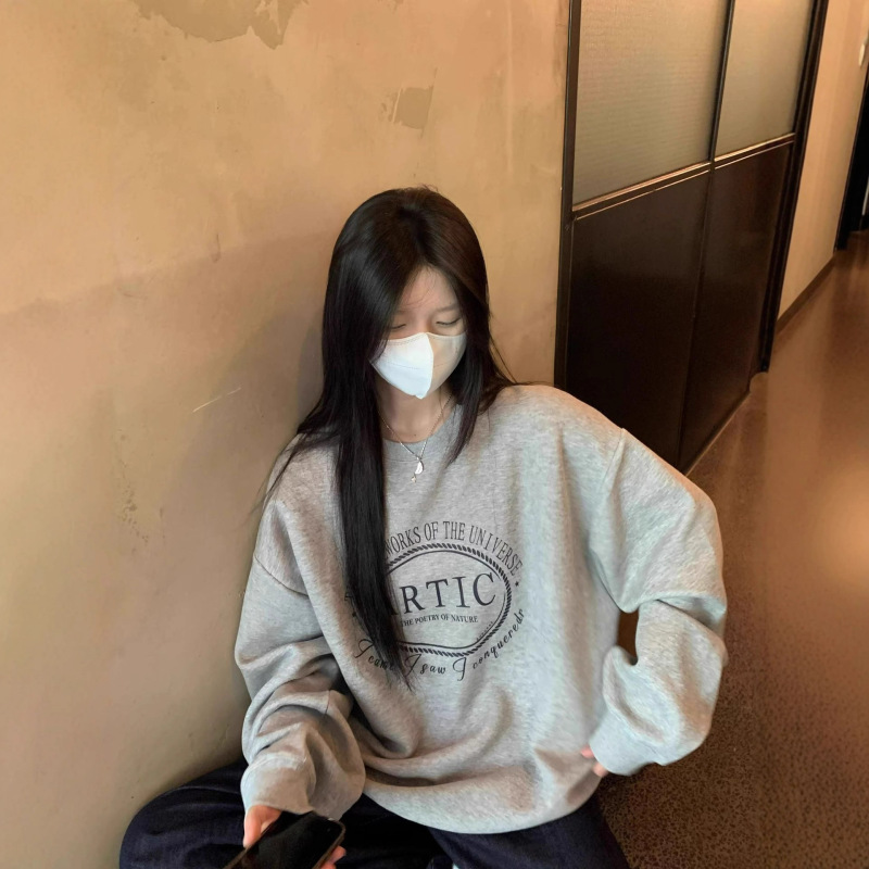 2025新款薄款卫衣女韩版宽松休闲ins圆领上衣百搭加绒加厚秋春装|undefined