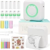 C15 English white and green + 5 rolls of thermal paper + 5 rolls of self-adhesive + 3 rolls of colored paper + 6 watercolor pens + cartoon stickers