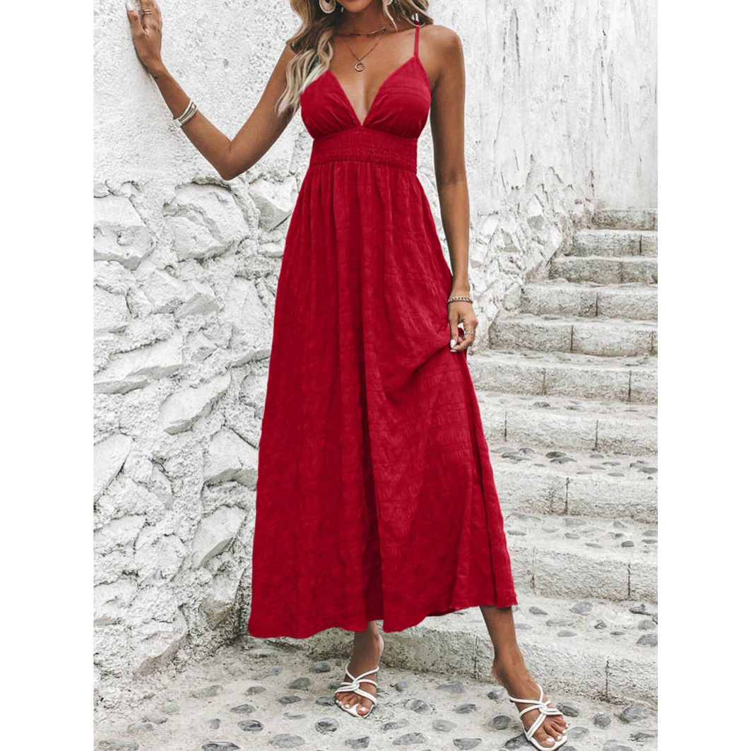 Spring Summer Sexy Solid Cross Tie No Backer Card M Dress