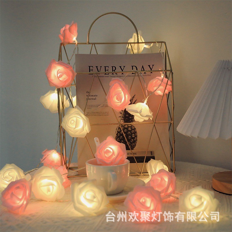 Lámpara decorativa del día de San Valentín Lámpara de amor Lámpara de color rosa Luz de clip de foto Cadena de luz Tanabata Ambiente romántico Lámpara de rama