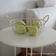 新款手编铁丝收纳筐复古简约铁艺水果篮面包篮零食储物筐工业风